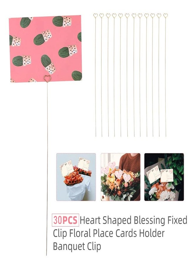Tinsow 30 Pcs Metal Floral Place Card Holder, 13.4 Inch Heart Shape Flower Picks Clip for Floral Arrangement, Golden Gift Card Holder for Wedding and Party (Hearts) - Image 3